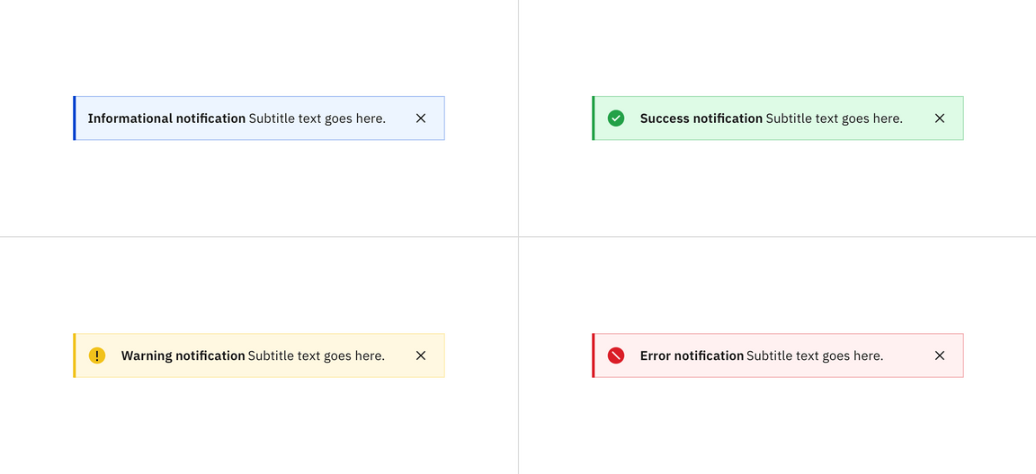 Example of status notifications Example of status notifications